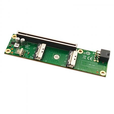 Dual MCIO to PCIe 5.0 Female Adapter, Requires Motherboard BIOS Support for Bifurcation